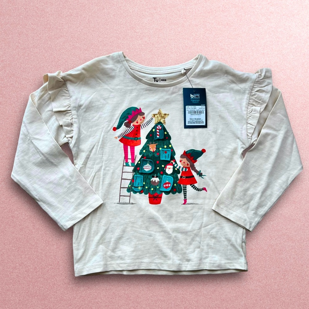 NEW! Girl’s Christmas Advent Long sleeve ruffle shirt size:5-6 y/o (110-116cm) - Picture 9 of 17